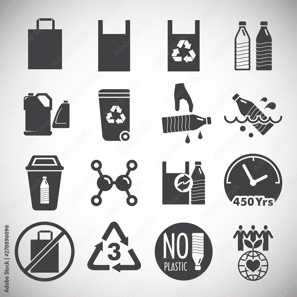 Poster plastic related icons set on background for graphic and web design. simple illustration. internet co