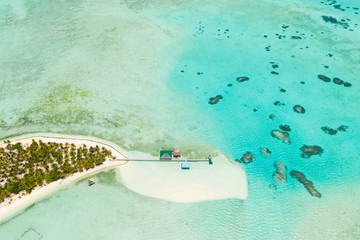 Tropical island surrounded by beautiful lagoons. Onok Island Balabac, Philippines. Rest on a tropical island. Nature of the Philippine Islands.