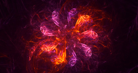 3D rendering abstract red fractal light background