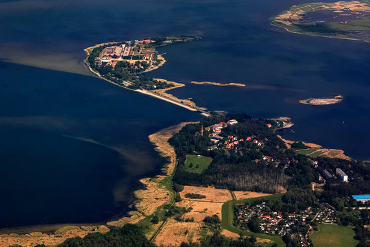 Halbinsel Riems, Forschungsinstitut, Mecklenburg-Vorpommern, Deutschland, Luftaufnahme