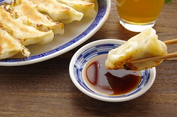 餃子を食べる　焼き餃子　ギョーザ