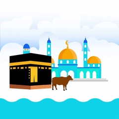 mekkah illustration building on landscape background