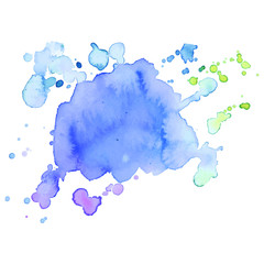 Abstract isolated colorful vector watercolor splash. Grunge element for paper design.