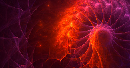 3D rendering abstract red fractal light background