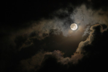 Fototapeta na wymiar Full moon light and Cloud