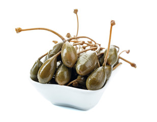 Pickled caper isolated on white background.