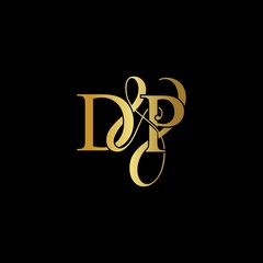 D & P / DP logo initial vector mark. Initial letter D & P DP luxury art vector mark logo, gold color on black background.