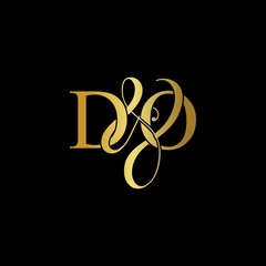 D & O / DO logo initial vector mark. Initial letter D & O  DO luxury art vector mark logo, gold color on black background.