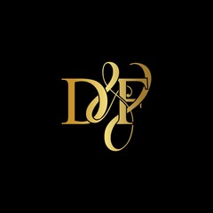 D & F / DF logo initial vector mark. Initial letter D & F DF luxury art vector mark logo, gold color on black background.