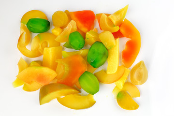 Fototapeta na wymiar Pickled preserved fruit sweet crunchy