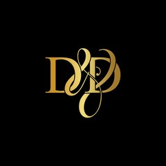 D & D / DD logo initial vector mark. Initial letter D & D DD luxury art vector mark logo, gold color on black background.