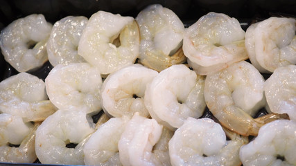 Fresh or Raw shrimp peeled in group.