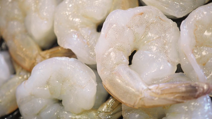 Fresh or Raw shrimp peeled in group.