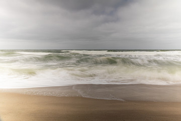 long-time exposure of the surf at the beach of Sylt Island
