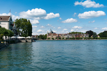 Naklejka premium historic old city of Konstanz in Germany with a great lakefront view on a beautiful summer day