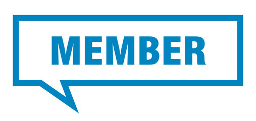 member sign. member square speech bubble. member