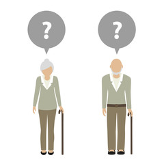 old woman and old man character has a question vector illustration EPS10