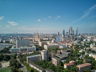 Moscow International Business Center and Moscow urban skyline. Panorama. Aerial view from barrikadnaya station