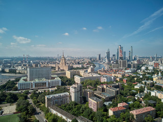 Naklejka premium Moscow International Business Centre i panoramę miejską Moskwy. Panorama. Widok z lotu ptaka ze stacji Barrikadnaya