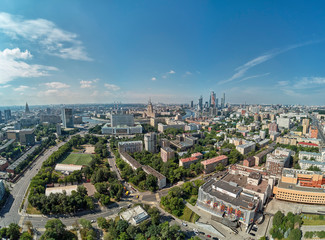 Moscow International Business Center and Moscow urban skyline. Panorama. Aerial view from barrikadnaya station