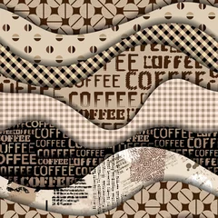 Keuken foto achterwand Koffie Papier gesneden vormen ontwerp. Naadloze vector patroon.