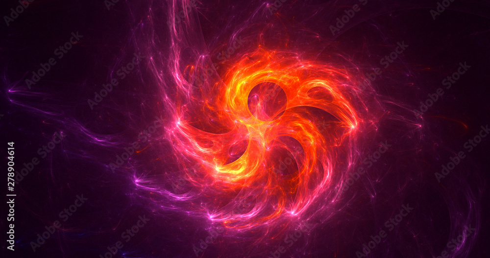 Poster 3d rendering abstract red fractal light background