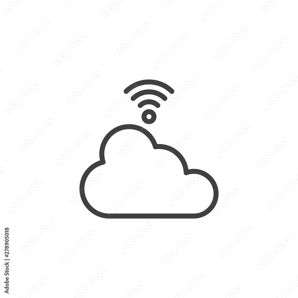 Poster wifi cloud network line icon. linear style sign for mobile concept and web design. digital cloud dat