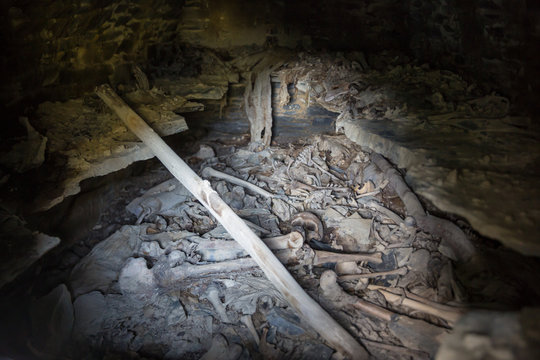 Inside tomb at Nekropolis of Anatori, Khevsureti, Georgia