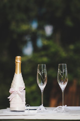 two glasses of champagne on table