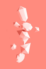 polygonal diamonds made of paper on a blue background