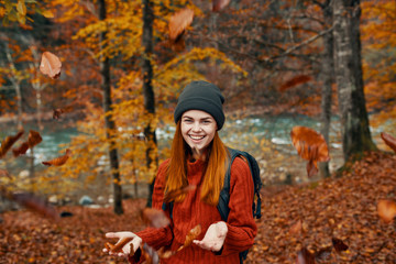 young woman in autumn park