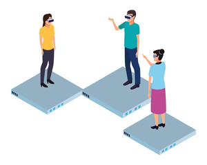 Fototapeta na wymiar virtual reality technology experience cartoon