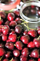 fresh cherries in a bowl