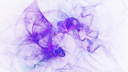 Abstract transparent violet crystal shapes. Fantasy light background. Digital fractal art. 3d rendering.