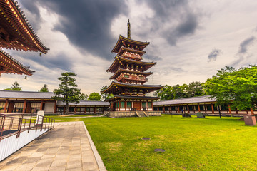 Nara - May 31, 2019: The Yakushi-Ji, temple in Nara, Japan