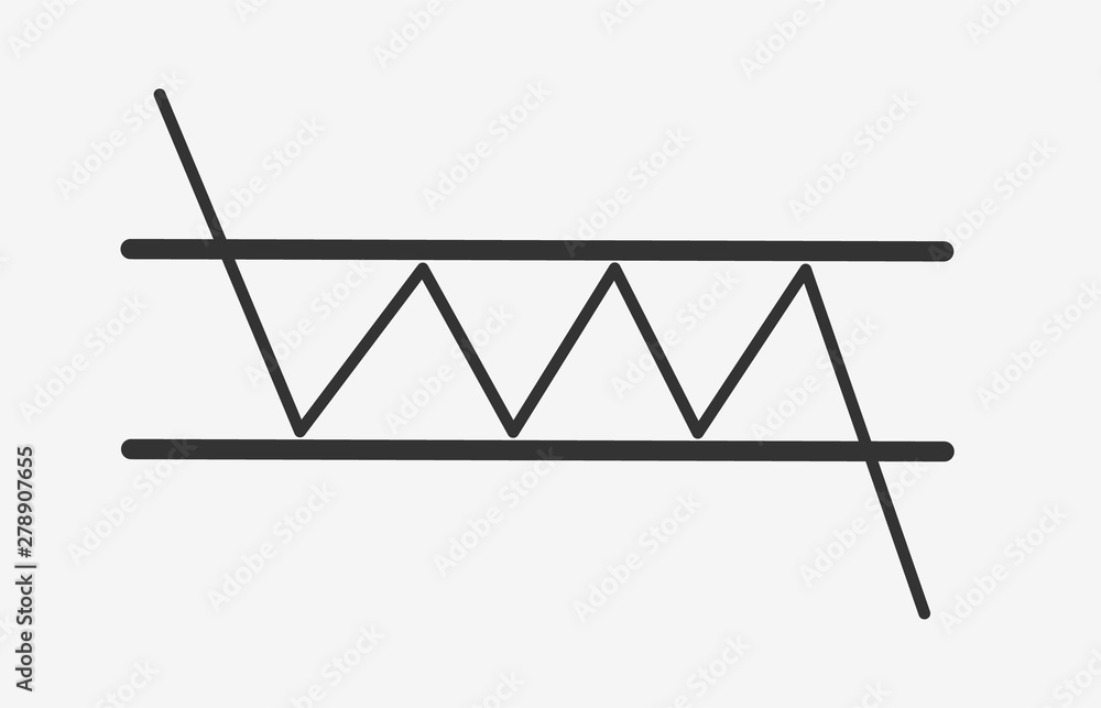 Poster bearish rectangle - continuation price chart pattern vector icon. technical analysis. strong uptrend