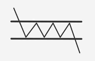 Bearish Rectangle - continuation price chart pattern vector icon. Technical analysis. Strong uptrend between two parallel levels. Stock, cryptocurrency graph, forex analytics, trading market breakouts