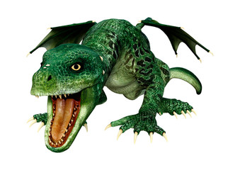 3D Rendering Fairy Tale Dragon on White