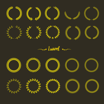 Set of  laurel vector design.Gold wreath on background