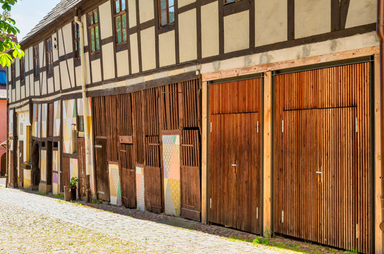 Row of Doors on Building Exterior