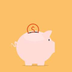 Money dollar icon saving for future concept with piggy bank.