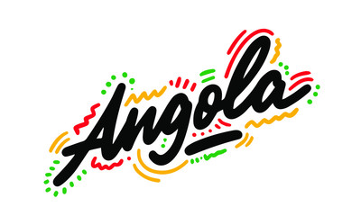 Angola Word Text  Creative Handwritten Font Design Vector Illustration.