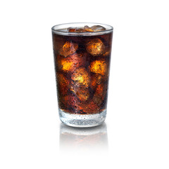 Glass of cold cola isolated on white background. For fast food restaurant design or fast food menu