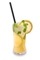 Yellow drink isolated on white background. For fast food restaurant design or fast food menu
