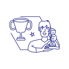 young boy using video game joystick control