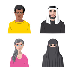 Vector design of avatar and face sign. Set of avatar and profile stock symbol for web.