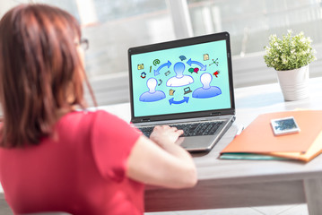 Communication concept on a laptop screen