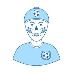Football Fan With Painted Face By Italian Flags Icon
