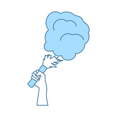 Football Fans Hand Holding Burned Flare With Smoke Icon