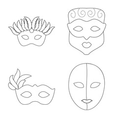 Isolated object of masquerade and mystery icon. Set of masquerade and festival vector icon for stock.